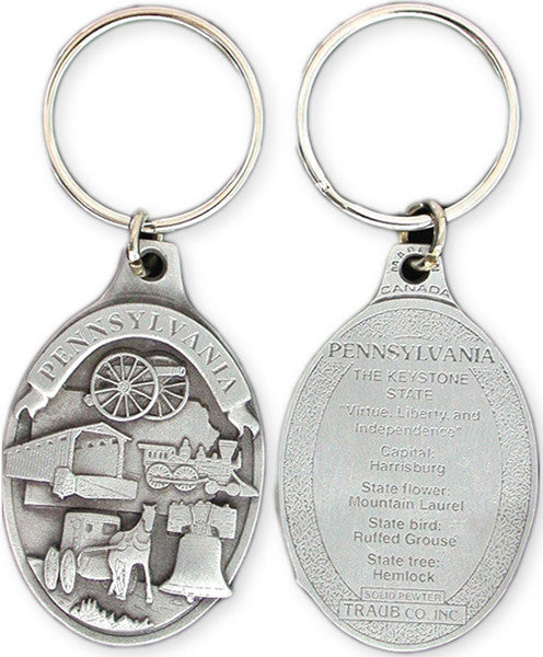 Key Ring Pewter Oval Pennsylvania Symbols