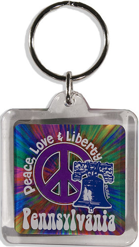 Key Ring Tie Dye Lucite Pennsylvania Peace