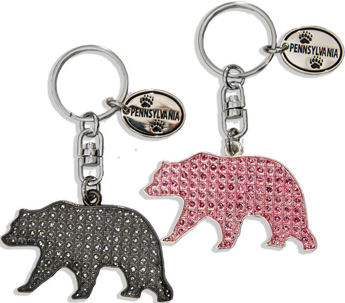 Key Ring Rhinestone Bear Pennsylvania pink turqoise