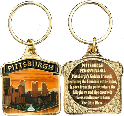 Key Ring Color-Filled Pittsburgh Orange Skyline