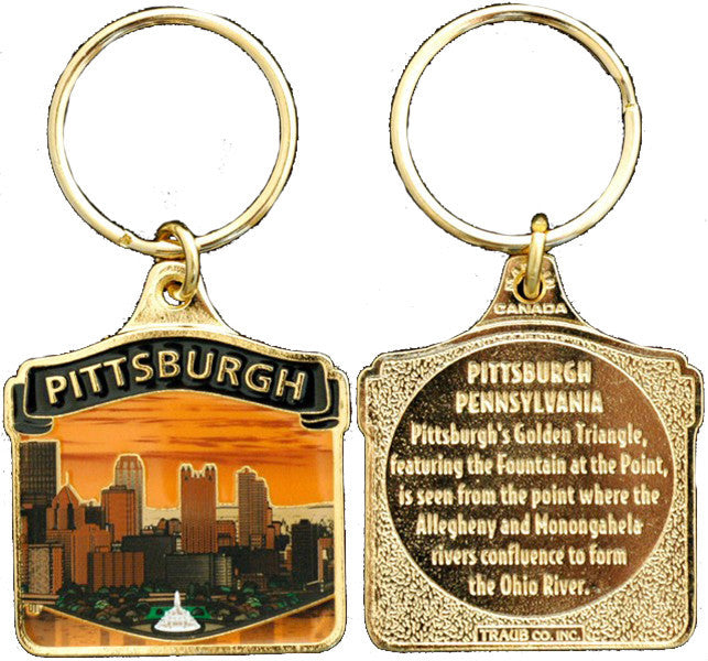 Key Ring Color-Filled Pittsburgh Orange Skyline