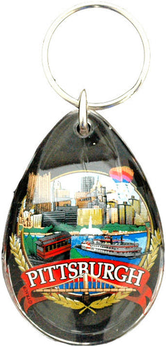 Key Ring Lucite Teardrop Pittsburgh Banner