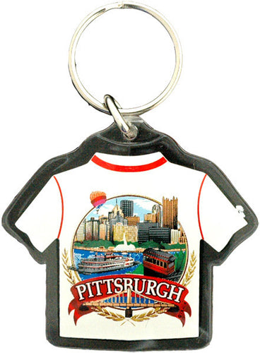 Key Ring Lucite T-Shirt Pittsburgh Banner