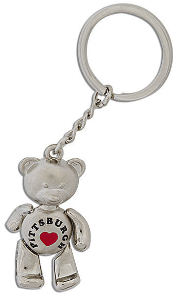 Key Ring Moving Bear Silver Pittsburgh Heart