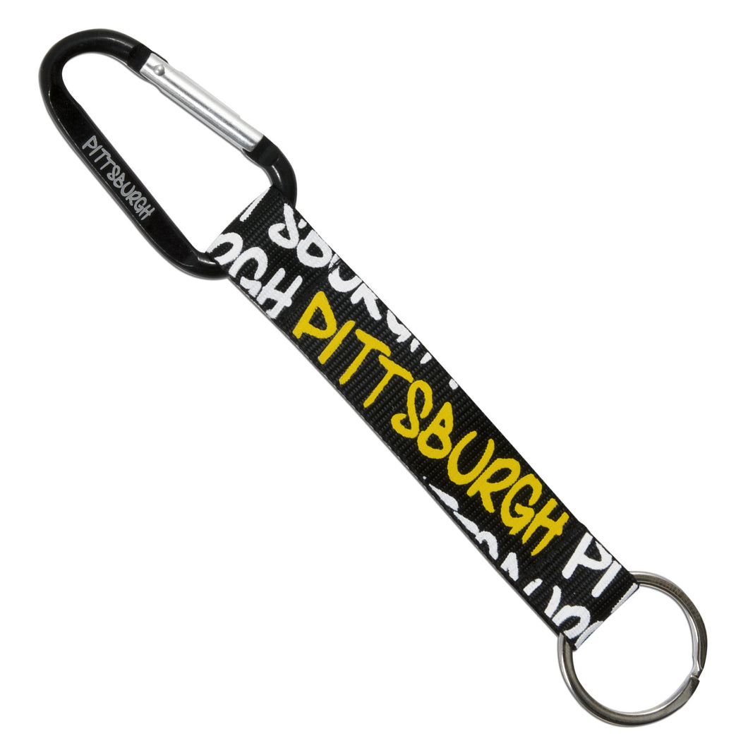 KRPG20 Key Ring with Clip - Pittsburgh NFL NEON GOLD/WHITE/BLACK