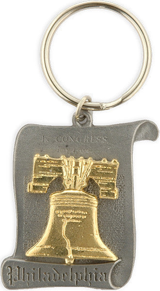 Key Ring Pewter with Gold Philadelphia Liberty Bell