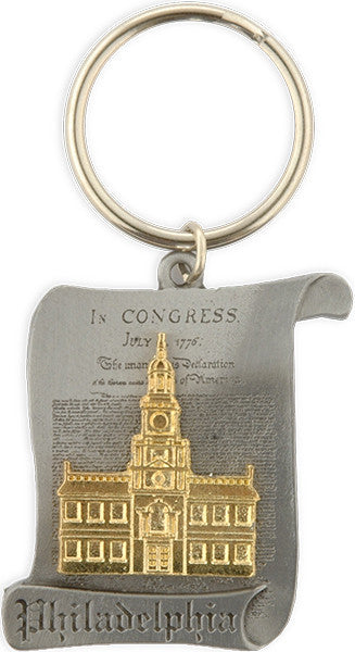 Key Ring Pewter with Gold Philadelphia Independence Hall