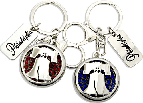 Key Ring Rhinestone REDBLUE Philadelphia Bell