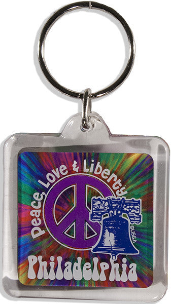 Key Ring Tie Dye Lucite Philadelphia Peace
