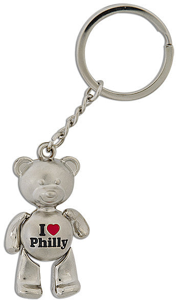 Key Ring Moving Bear Silver I Heart Philly