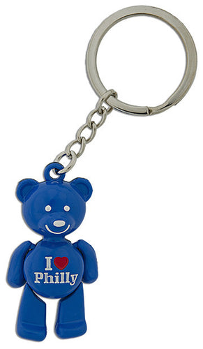 Key Ring Moving Bear Blue I Heart Philly