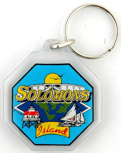 Key Ring Lucite Octagonal Solomons