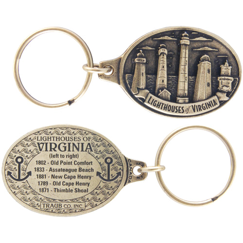 Key Ring Antique Brass Va Lighthouse