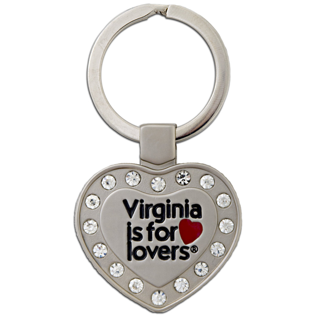 Key Ring Rhinestone Heart Virginia is for Lovers