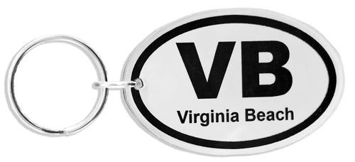 Key Ring Thick Lucite VB Virginia Beach Euro Oval