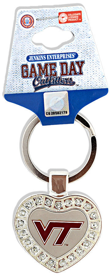 Key Ring Rhinestone Heart Virginia Tech
