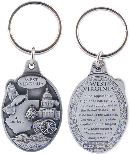 Key Ring Pewter West Virginia Map