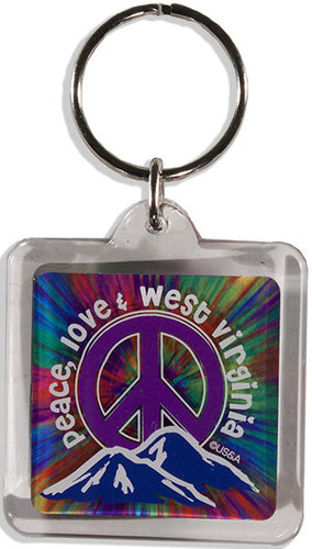 Key Ring Tie Dye Lucite West Virginia Peace