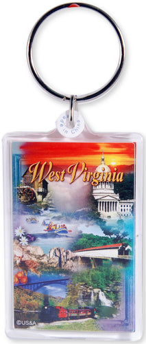 Key Ring 2x3 Lucite West Virginia Montage