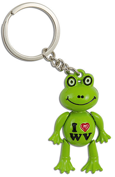 Key Ring Moving Frog Green I Heart WV