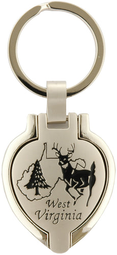 Key Ring Pewter Locket West Virginia