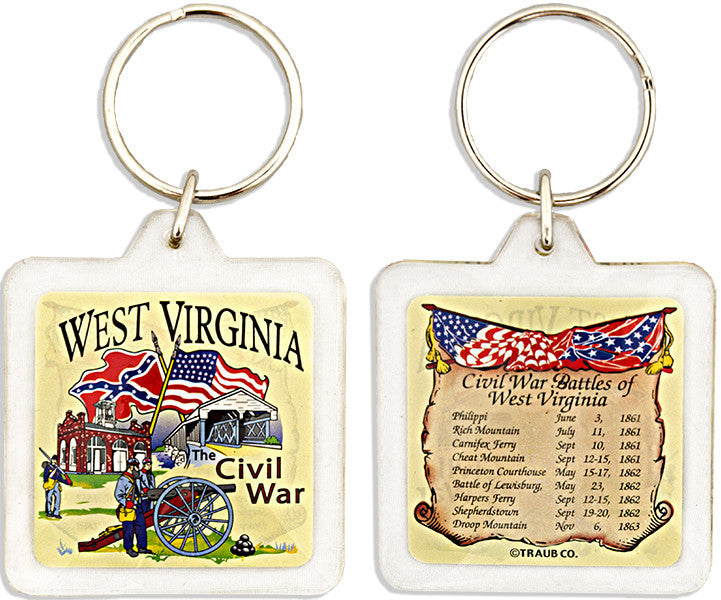 Key Ring Lucite Square West Virginia Civil War