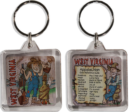 Key Ring Lucite Square WV Appalachian