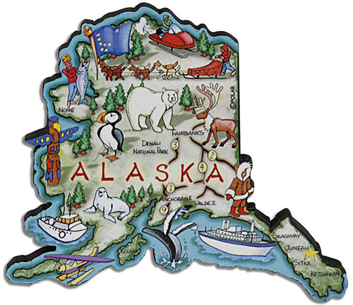 Magnet Large Artwood Alaska Map