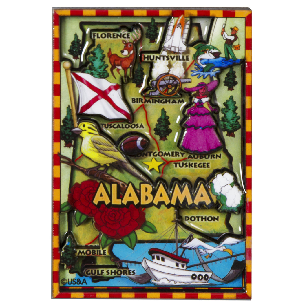 MGAL88 Magnet / Dual Level Epoxy - Alabama Map