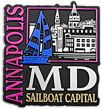 Rubber Magnet Large Annapolis Metallic Square