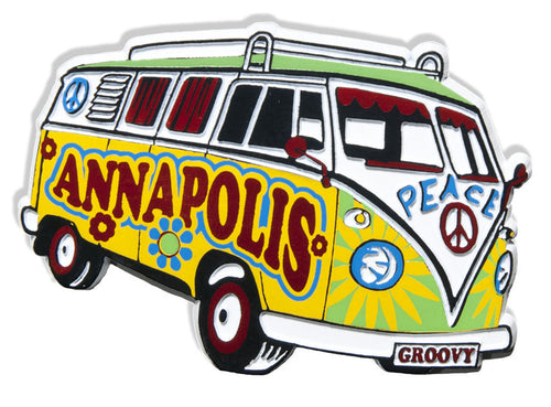 Rubber Magnet Large Annapolis Hippie Bus