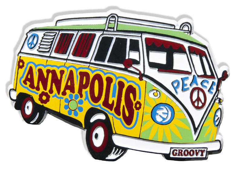 Rubber Magnet Large Annapolis Hippie Bus