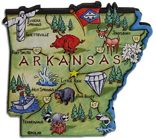 Magnet Large Artwood Arkansas Map