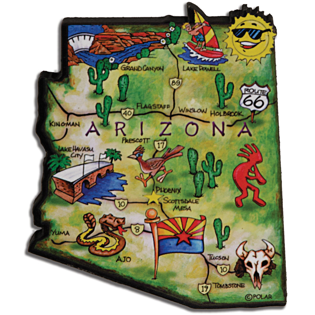 Magnet Large Artwood Arizona Map