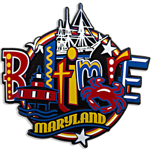 Rubber Magnet Large Baltimore Neon Circle