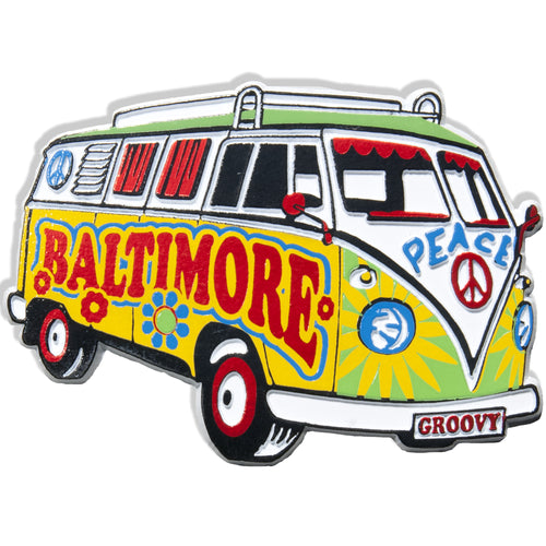 Rubber Magnet Large Baltimore Hippie Bus