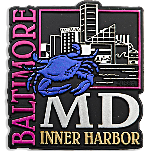 Rubber Magnet Large Baltimore Metallic Square