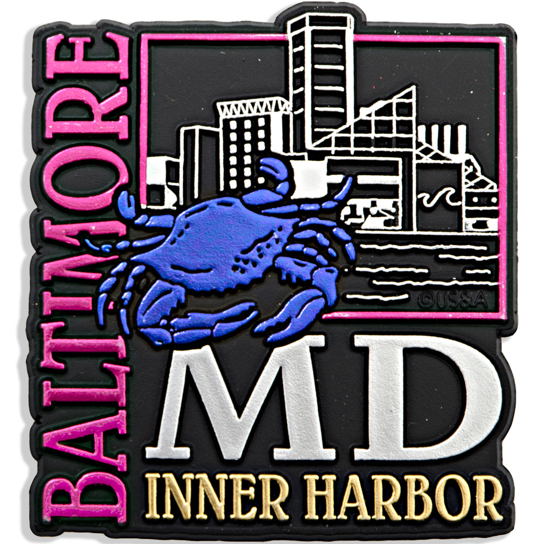 Rubber Magnet Large Baltimore Metallic Square