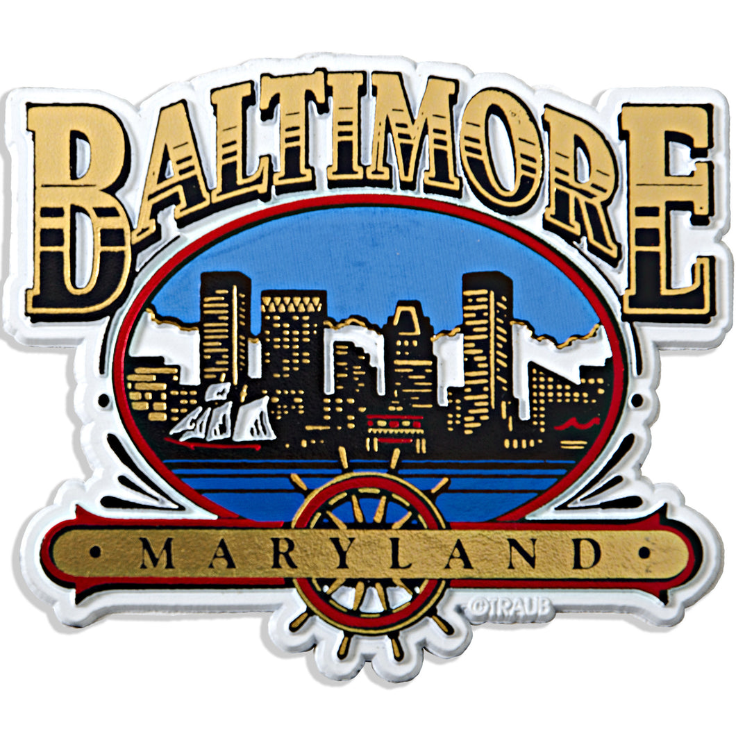 Rubber Magnet Large Balt Oval Skyline