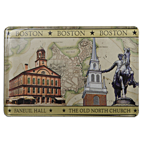 Magnet Thick Lucite Boston Old Map