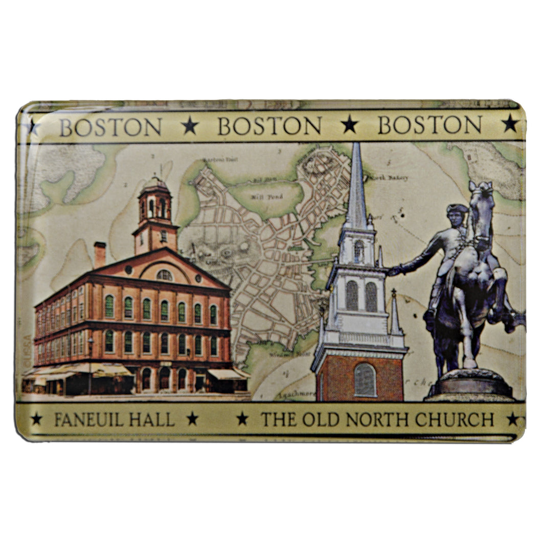 Magnet Thick Lucite Boston Old Map