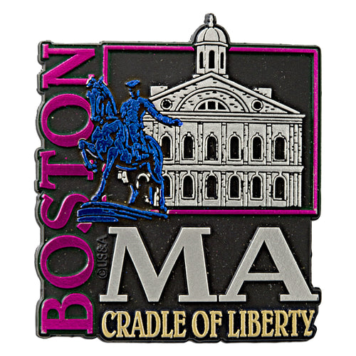 Rubber Magnet Large Boston Metallic Square