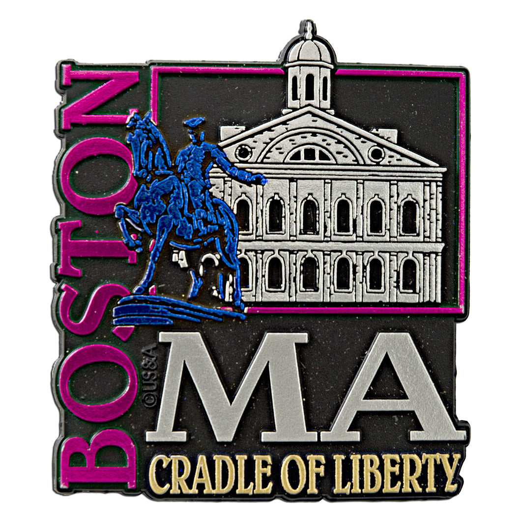 Rubber Magnet Large Boston Metallic Square