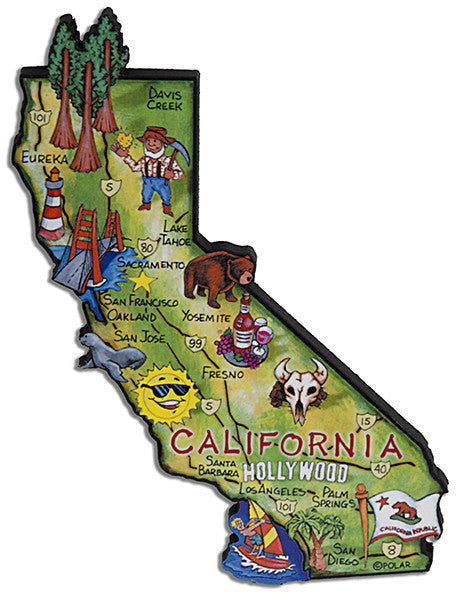 Magnet Large Artwood California Map