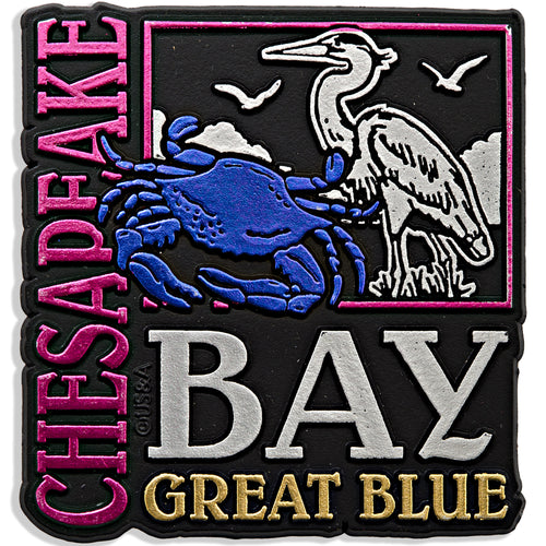 Rubber Magnet Large Chesapeake Bay Metallic Square