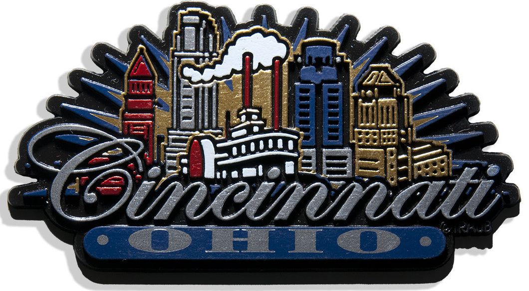 Rubber Magnet Large Cincinnati Sunburst