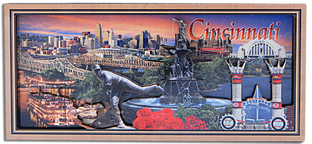 Wood Magnet Rectangle Cincinnati