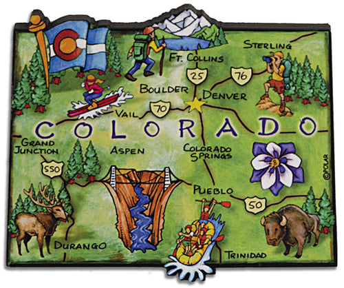 Magnet Large Artwood Colorado Map