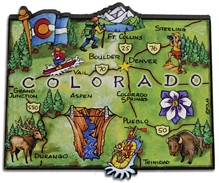 Magnet Large Artwood Colorado Map