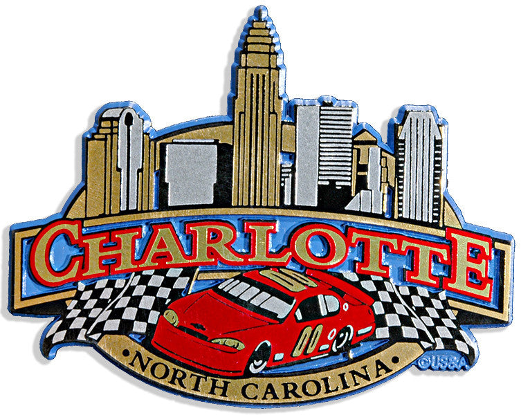 Rubber Magnet Large Charlotte Skyline Oval